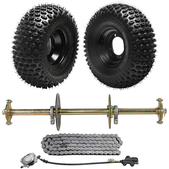 32" Go Kart Axle Kit, 810mm Rear Axle Kit with 16x8-7 Wheels Tires, Brake Assembly, 420 Chain, DIY Live Axle Kit for Go Cart, ATVs, Quads, Drift Trikes, Dolly Carts, Buggies, Four Wheelers