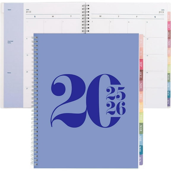 Rileys & Co 2025-2026 12-month Typographic Academic Weekly & Monthly Planner (8.5 x 11 inches, Blue)