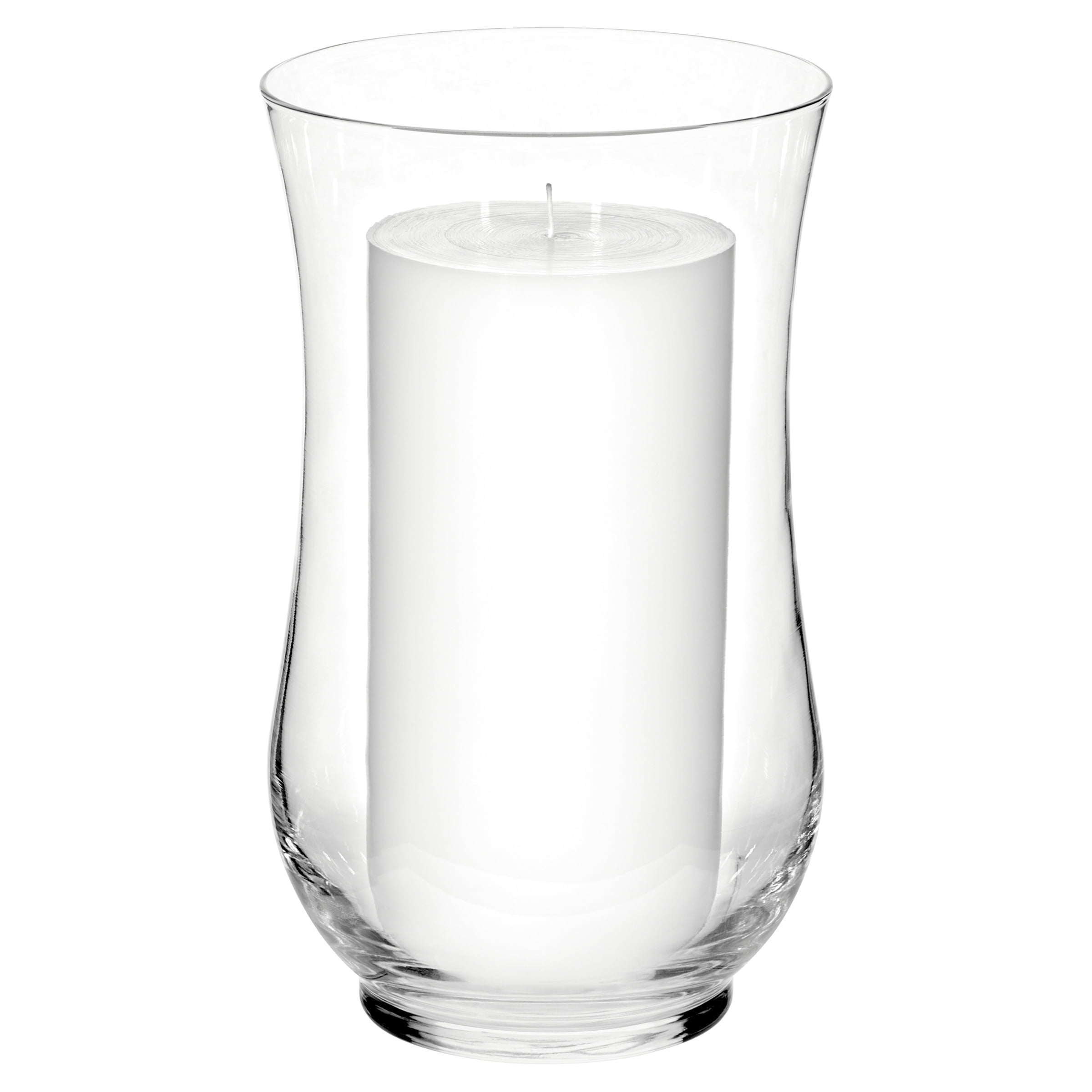 (2 pack) Mainstays Curved Clear Glass Hurricane Pillar Candle Holder, 11 in