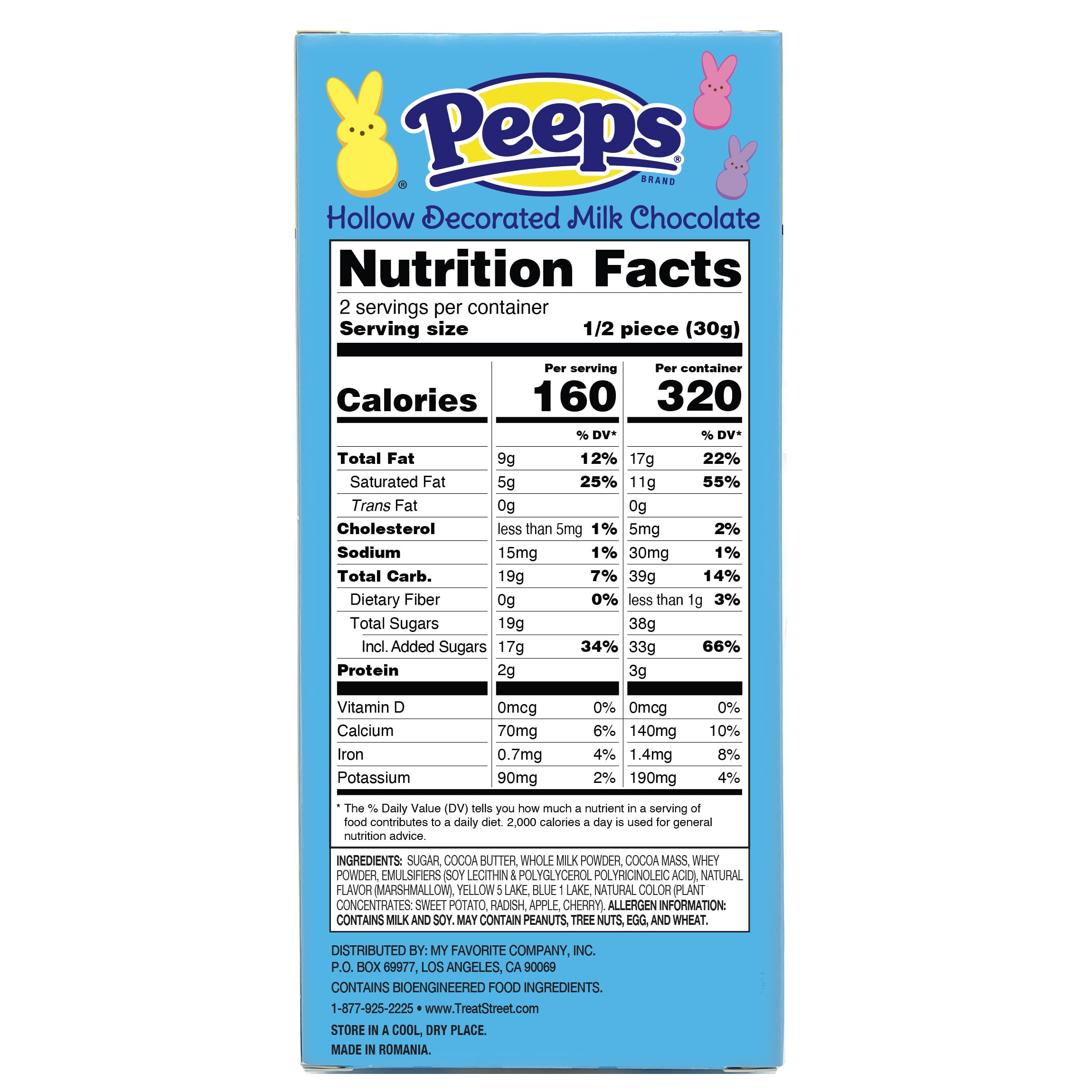 (3 pack) Peeps Hollow Decorated Tie Dye Milk Chocolate Easter Bunny, 2.1 oz