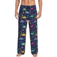 thumbnail image 2 of Kdxio Dinosaur Flowers Print Men's Sleep Pajama Pant Lounge Pants with Pockets, 2 of 8