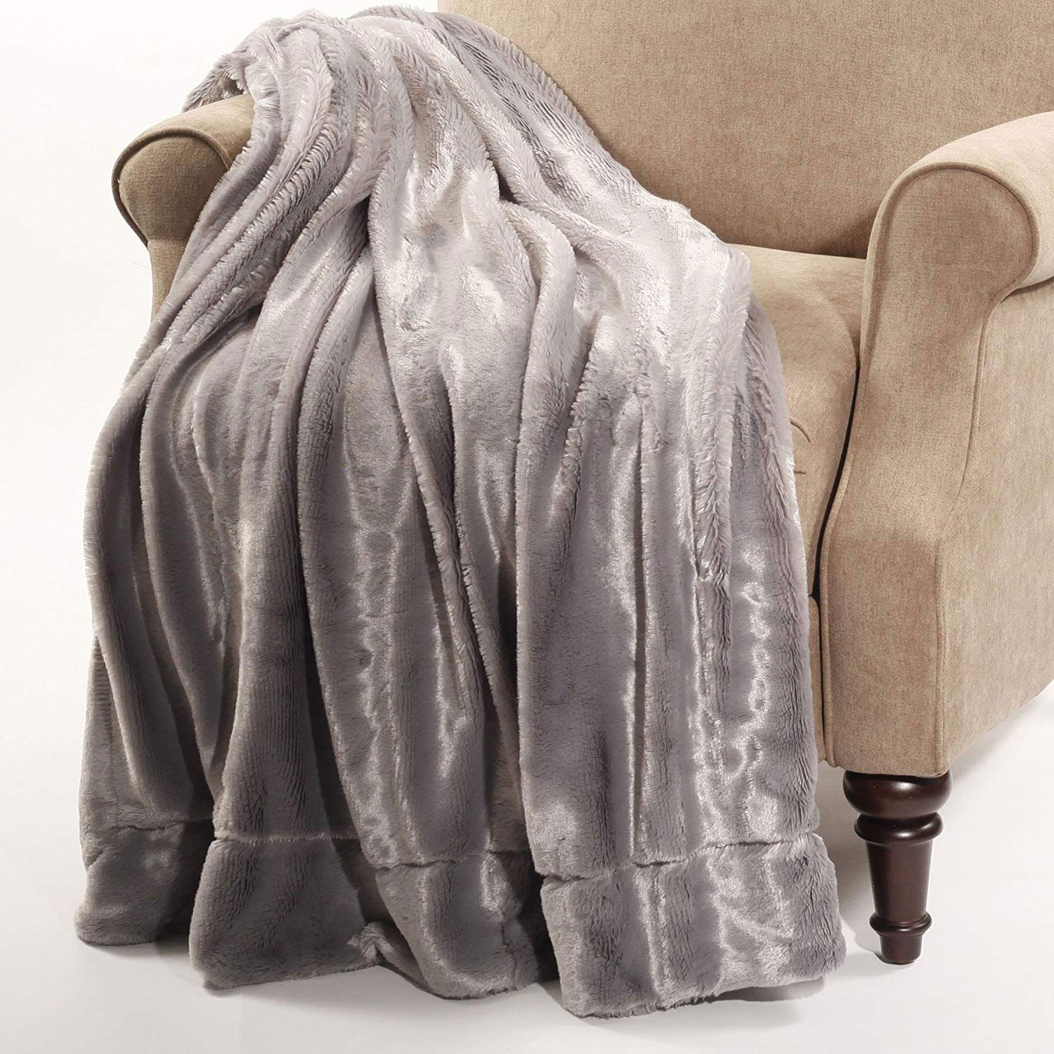 Home Soft Things Plain Faux Fur Throw Blanket, 60" x 80"