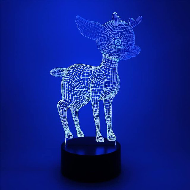 Deer 3d Night Light Acrílico Party Atmósfera Decoración Niños Niños Niña Regalo Led Lámpara de mesa portátil (Base negra Sin control remoto, Deer-7) Feliz Sencillez