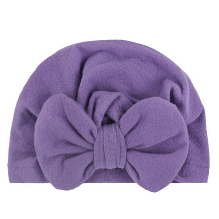 

Toddler Baby Boys Girls Cap Solid Cotton Bowknot Elastics Turban Hat