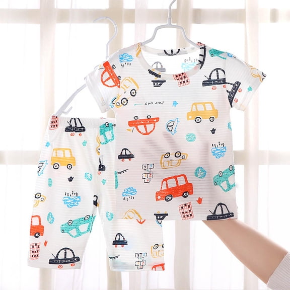 Sentuca Kids Clothes Size 6 Years Cute Car Graphic T Shirts and Shorts Outfit Sets Summer Thin Boys Clothes