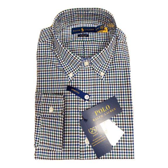 Polo Ralph Lauren Classic-Fit Plaid Twill L/S Shirt Cotton MULTI Green LG 16.5
