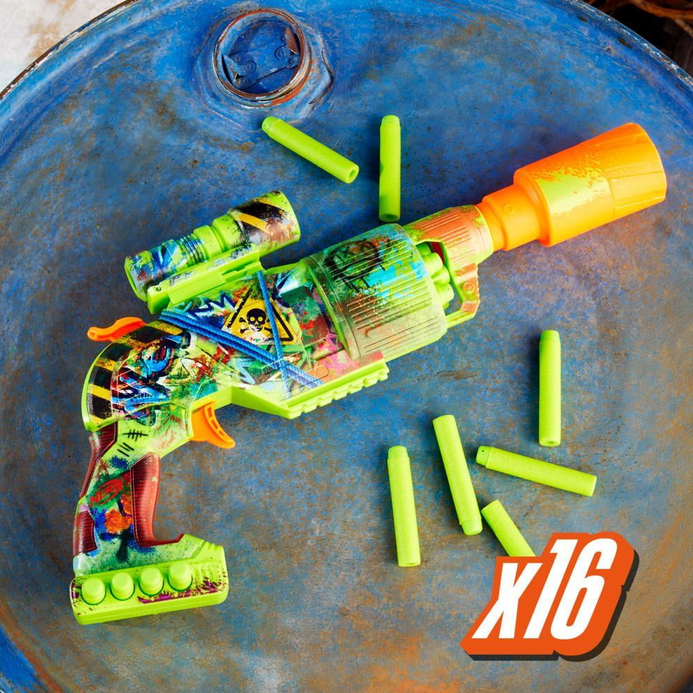 Nerf Zombie Driller Dart Blaster, 16 Nerf Elite Darts, Outdoor Games, Ages 8+