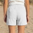 thumbnail image 4 of FINALGANG Girls Kids Casual Shorts Solid Color Elastic High Waist Patch Pocket Lightweight Breathable Summer Shorts For Daily Wear White 6-7 Years, 4 of 5