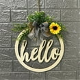 thumbnail image 1 of ZZwxWA Wooden Letter Pattern With Linen Bowknot Front Door Round Decoration Hanging, 1 of 3