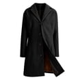 thumbnail image 5 of Kaprioy Pea Coats For Women Wool Blend Thicken Stand Collar Single Breasted Trench Coat Fal lFashion Winter Long Overcoat Outwear Black, XL, 5 of 5