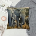 thumbnail image 2 of Shangniulu Elephant Pillow Case,African Elephants Short Plush Cushion Cover Square Standard Home Decorative for Men/Women Gray Yellow, 2 of 5