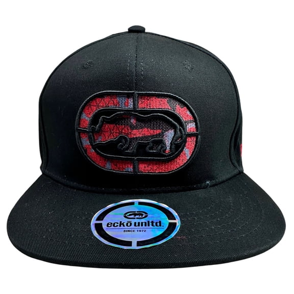 Ecko Unltd Men's Snapback Hat Back Fill Stich 3D Embroidered Black Cap