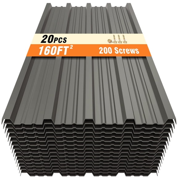 20PCS 61.02”x18.9” Metal Roofing Panels,160ft² Galvanized Corrugated Metal Sheets,Gray