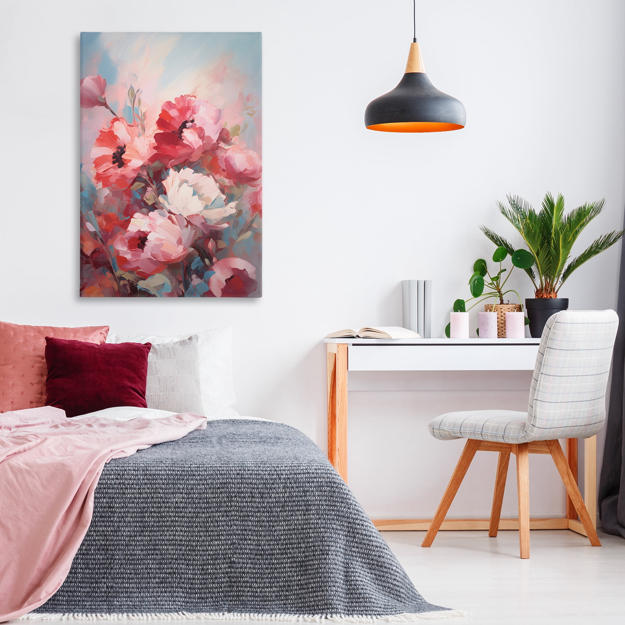 Stupell Industries Red & White Anemones Botanical & Floral Painting Gallery Wrapped Canvas Art Print Wall Art, 30 x 45