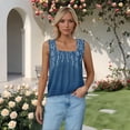 thumbnail image 3 of JGNGSHN Cute Tank Tops for Women Summer Casual Pleated Square Neck Top Sleeveless Shirt Loose Fit Printed Blouse, 3 of 4