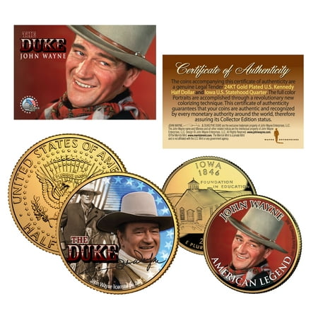 Iowa Quarters - JOHN WAYNE Iowa Quarter & JFK Half Dollar U.S. 2-Coin Set *OFFICIALLY LICENSED*