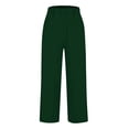 thumbnail image 4 of BODOAO Cropped Pants for Women Loose Pocket Cotton and Linen Casual Pants Army Green S, 4 of 5