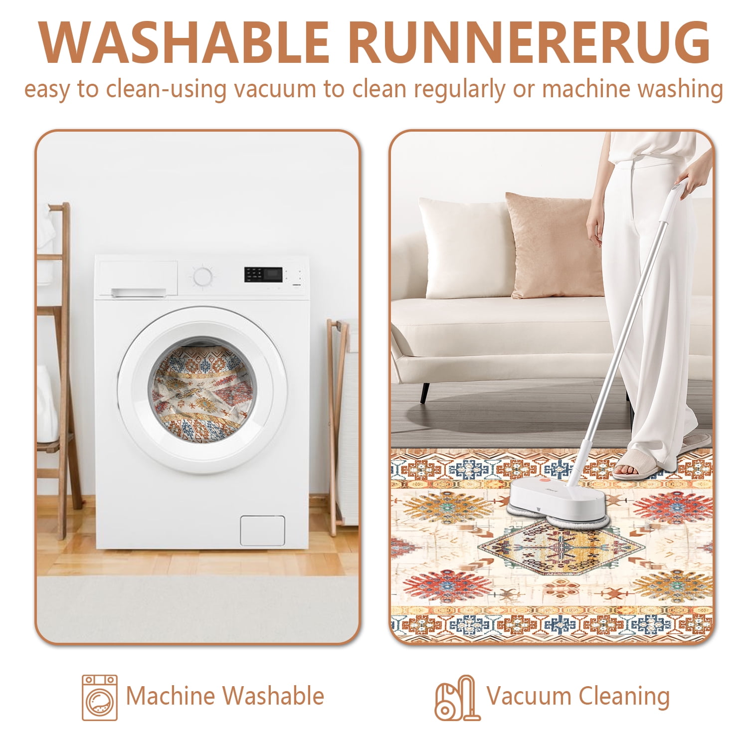 3 Piece Kitchen Rugs Set with Runner, Non-Slip TPR Cotton Backing Washable Kitchen Floor Mats, for Kitchen Laundry Hallway Bathroom
