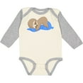 thumbnail image 3 of Inktastic Cute Baby Sloth Sleeping on Blue Pillow Boys or Girls Long Sleeve Baby Bodysuit, 3 of 5