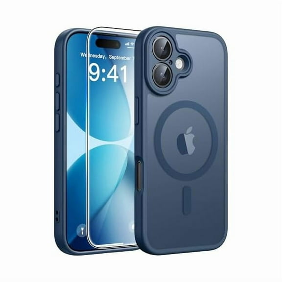 ZHU997 for iPhone 17 Phone Case: Magnetic Translucent Matte [Full Covered Camera Protection] [Screen Protector] Military Grade Shockproof Slim Cover Drop Proof Protective Cases - Blue