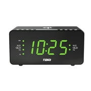 Naxa Electronics NRC-191 Dual Alarm Clock with Qi Wireless Charging Function