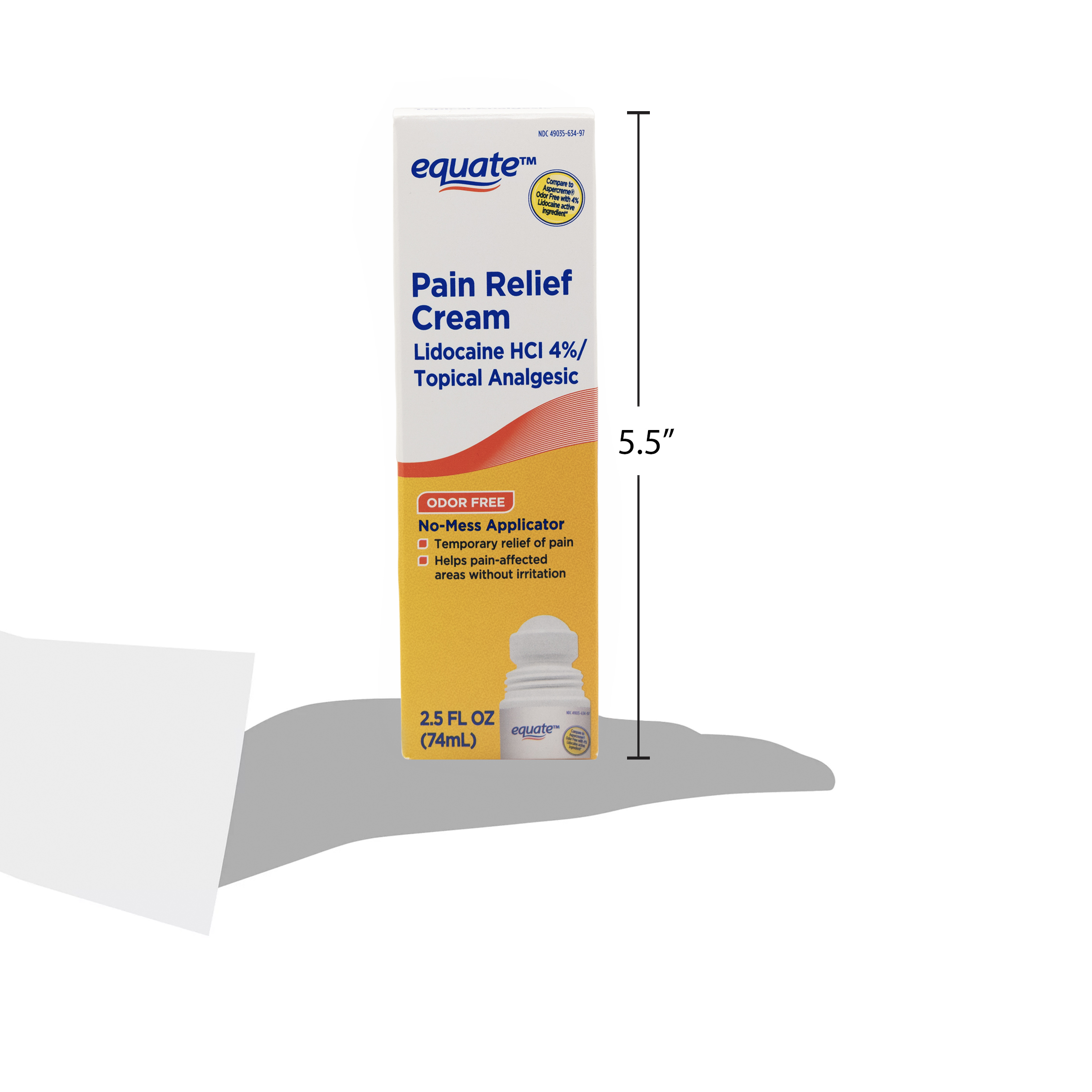 Equate Alivio del Dolor con Lidocaína Sin Olor en Roll-On Líquido, Lidocaína al 4%, 2.5 fl oz, Comparar con Aspercreme® Sin Olor con Ingrediente Activo Lidocaína al 4% 7