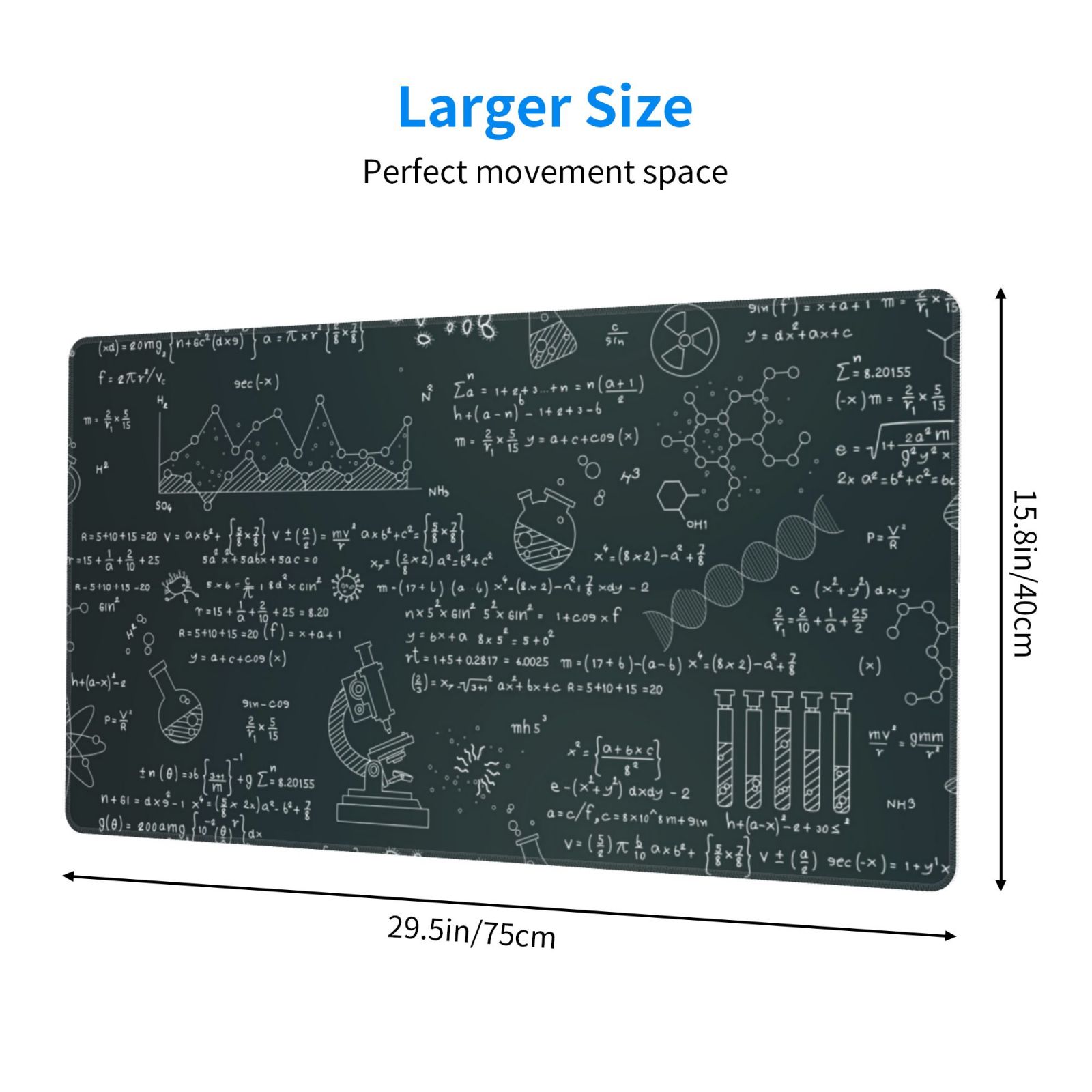 Rateoe Chemical Print Mouse Pad - Extended Large Gaming Mousepad,Non-Slip Stitched Edge,16x29.5 Inch