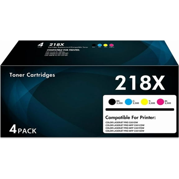ab 218X Toner Cartridges 4 Pack Pro MFP 3301fdw 3201dw Toner Compatible for 218X High Yield 218A for Color Laser Pro 3201dw MFP 3301 Series 3301fdw 3301sdw 3301cdw Printer Ink W2180X W2180A