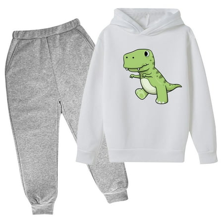 

ATOGUTA Kids Boy Girl Clothes Hoodie Sweatshirt Fall Outfits Pullover Jogger Hooded Sweatpant Set White Size 3T-14