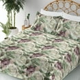 thumbnail image 3 of Ambesonne Rose Fitted & Flat Sheet with Sham 3 Pcs Set, English Garden Watercolor Art, Twin XL, Grey Yellow and Dried Rose, 3 of 5
