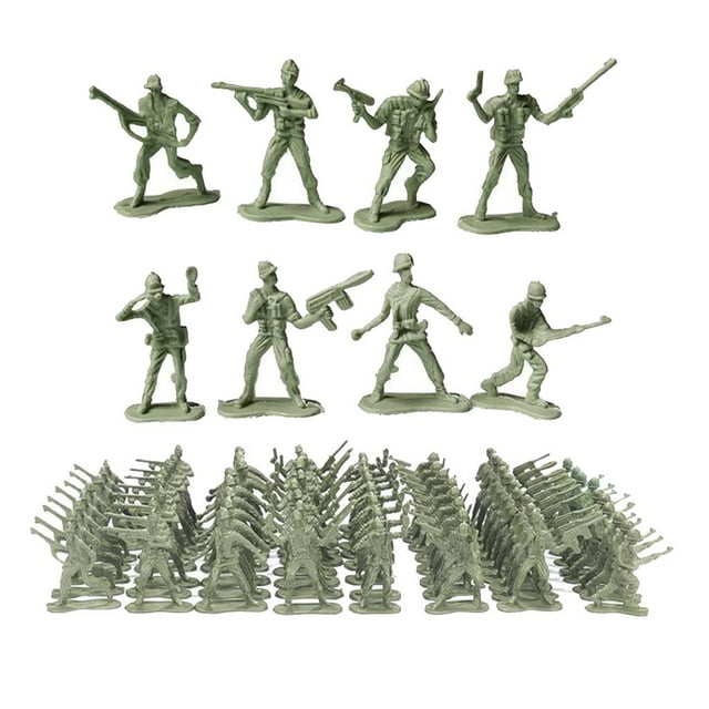 Tachiuwa 100-Piece Action Figures Set, Toy Soldier Playset Party Display - Green, 4.5cm