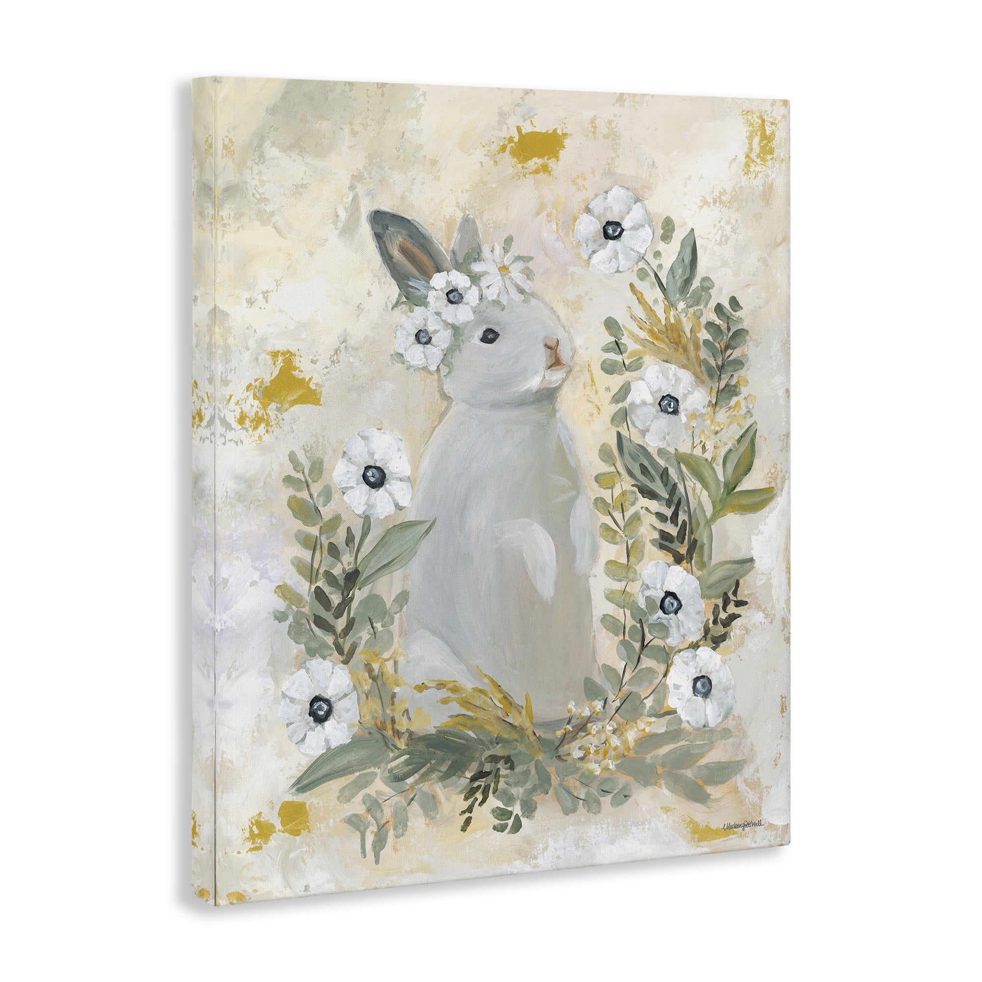 Bunny with White Blooms Canvas Art, 24 x 30