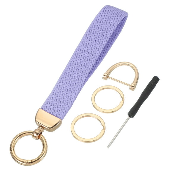 Wrist Lanyard Keychain, Stretchy Wristlet Strap Key Chain for Women Men, Cute Braided Keychains Holder for Car Keys Camera Wallet ID Badges Card, Light Purple