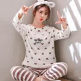 thumbnail image 2 of 2023 Autumn Winter Women Solid Pyjamas 2 Piece Sets Thicken Velvet Ribbed Fleece Set Pullover And Pants Female Pajamas Suit, 2 of 4