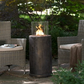 Brasilia Outdoor 19 Inch Column Propane Fire Pit With Lava Rocks Outdoor 19 Inch Column Propane Fire Pit