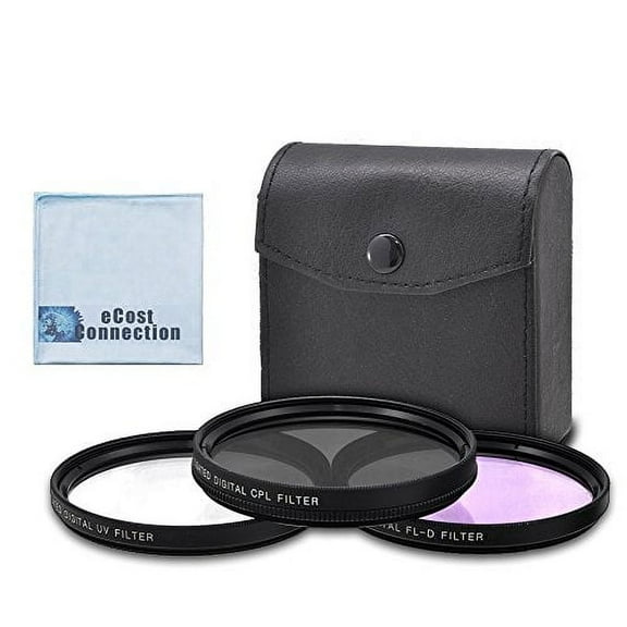 62mm High Resolution Pro series Multi Coated HD 3 Pc. Digital Filter Set for DSLR Cameras & eCostConnection Microfiber Cloth