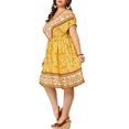 thumbnail image 4 of Agnes Orinda Women's Plus Size Boho Dress Floral V Neck Drop Shoulder Drawstring Waist Beach Dresses 1X Yellow, 4 of 7