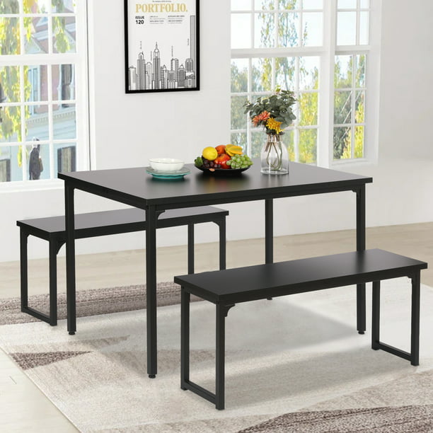Kitchen Dining Table Set With 2 Benches, Bench Style Kitchen Table Sets