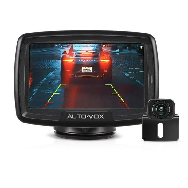 AUTO-VOX CS-2 Cámara de respaldo inalámbrica con monitor de coche de 4,3 pulgadas, sistema de cámara de respaldo de señal digital estable de fácil instalación, cámara de marcha atrás de visión nocturn