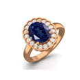 thumbnail image 2 of 925 Sterling Silver Rose Vermeil 6mm Round Blue CZ Solitaire Women Valentines Day Gifts Ring, 2 of 4