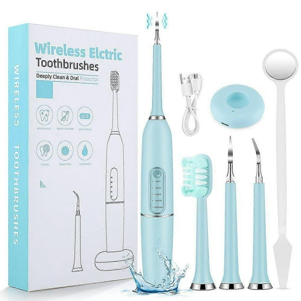 New electric toothbrush for cleaning tartar, plaque, and stains, blue