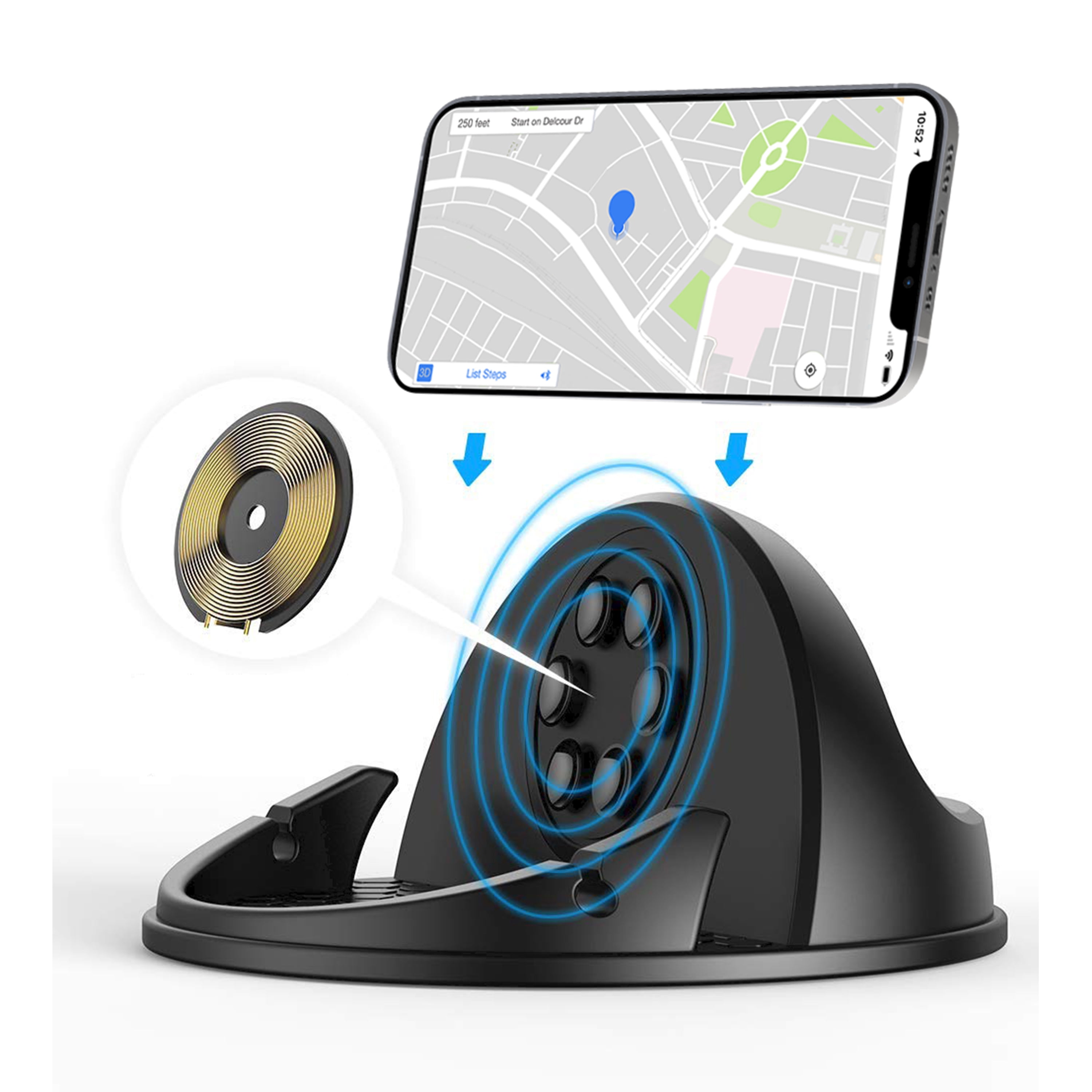 Energizer 10W Qi Wireless Charging Dash Pad, Fast Charging Non Slip Car Mount Charger for iPhone Samsung and Android Smartphones