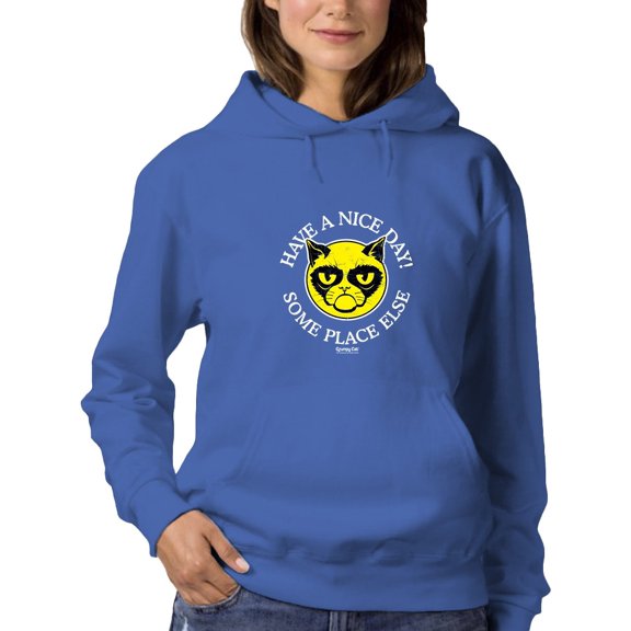 Grumpy Cat Face In Yellow Hoodie Women -T-Line Designs, Female Large
