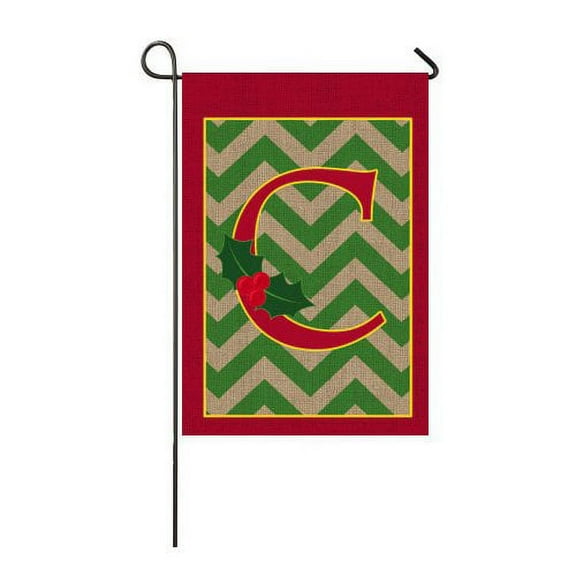 Evergreen Flag & Garden Holly Monogram Garden Flag