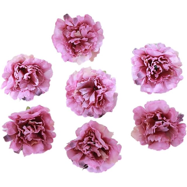 150PCS Artificial Carnation Flower Heads, Fake Carnation for DIY Wedding Flower Wall Wedding Party Table Decoration Cake, Artificial Flower Head Decorations (Purple1)