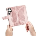 thumbnail image 4 of For Samsung Galaxy S24 Ultra Flip Wallet Case, Luxury PU Leather [Butterfly & Flower Embossed] Magnetic Clasp Stand Case Built-in Card Slots & Cash Pocket, Shockproof Wrist Strap Case, Rosegold, 4 of 10