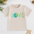 thumbnail image 2 of zaveiop Kids Toddler Little Boys Girls Earth Day Shirt Short Sleeve Funny Letters Print Planet T-Shirt Top (Beige, 5-6 Years), 2 of 7