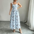 thumbnail image 6 of MYAOYI Women's Dresses Bridal Shower Maxi Dress Square Neck Wide Strap Ditsy Floral Flowy A Line Summer Dress, 6 of 8