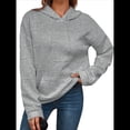 thumbnail image 1 of Sudadera Informal con Capucha de Jacquard Texturizado para Mujer, Sudadera Holgada de Larga de Color Liso Y2K con Bolsillos. Gris L, 1 of 10