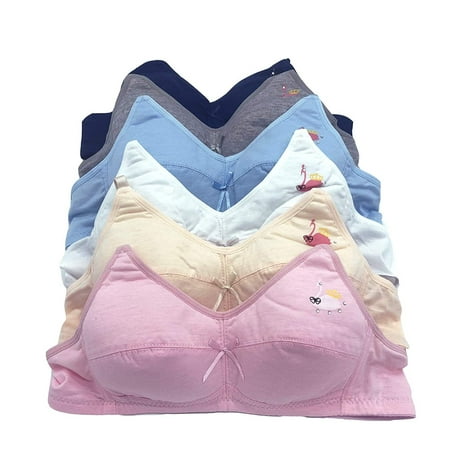 

6 Pieces Wire Free No Padding Teenager Girl Cotton Junior Training Bra A Cup (34A 6270-33R.G2)